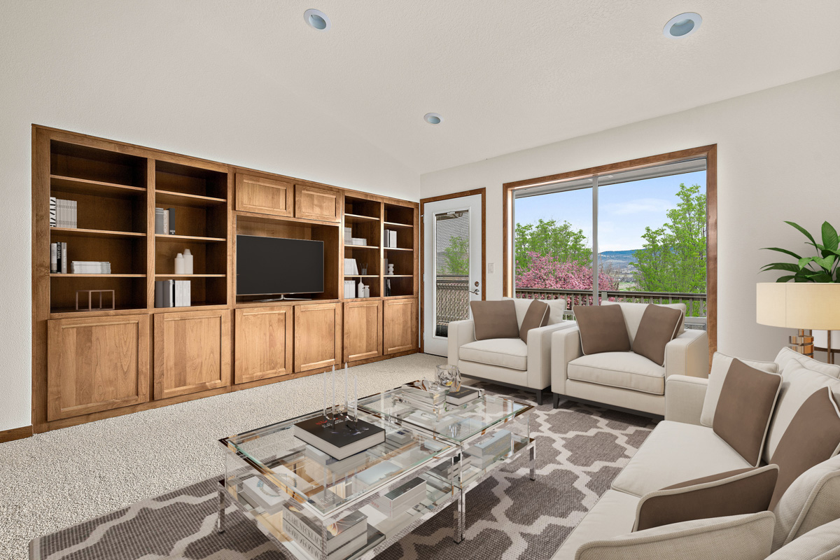 Photo of the living room of a Rogue Valley Manor residence.
